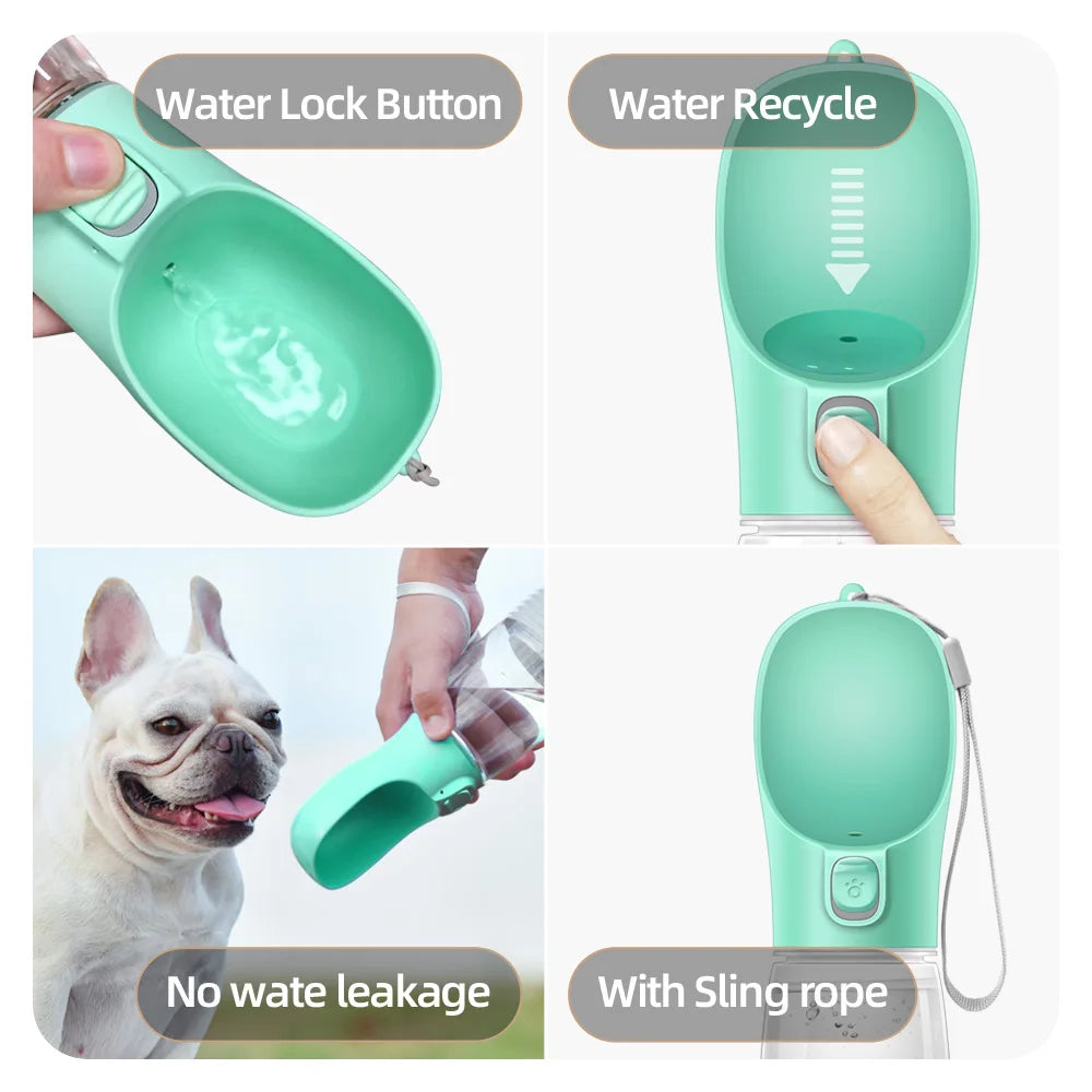 Dog Water Bottle with Built-In Drinking Bowl for Walking, Hiking & Travel