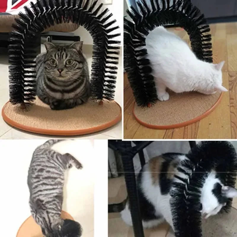 Self Grooming Cat Arch with Massage Brush and Scratching Pad