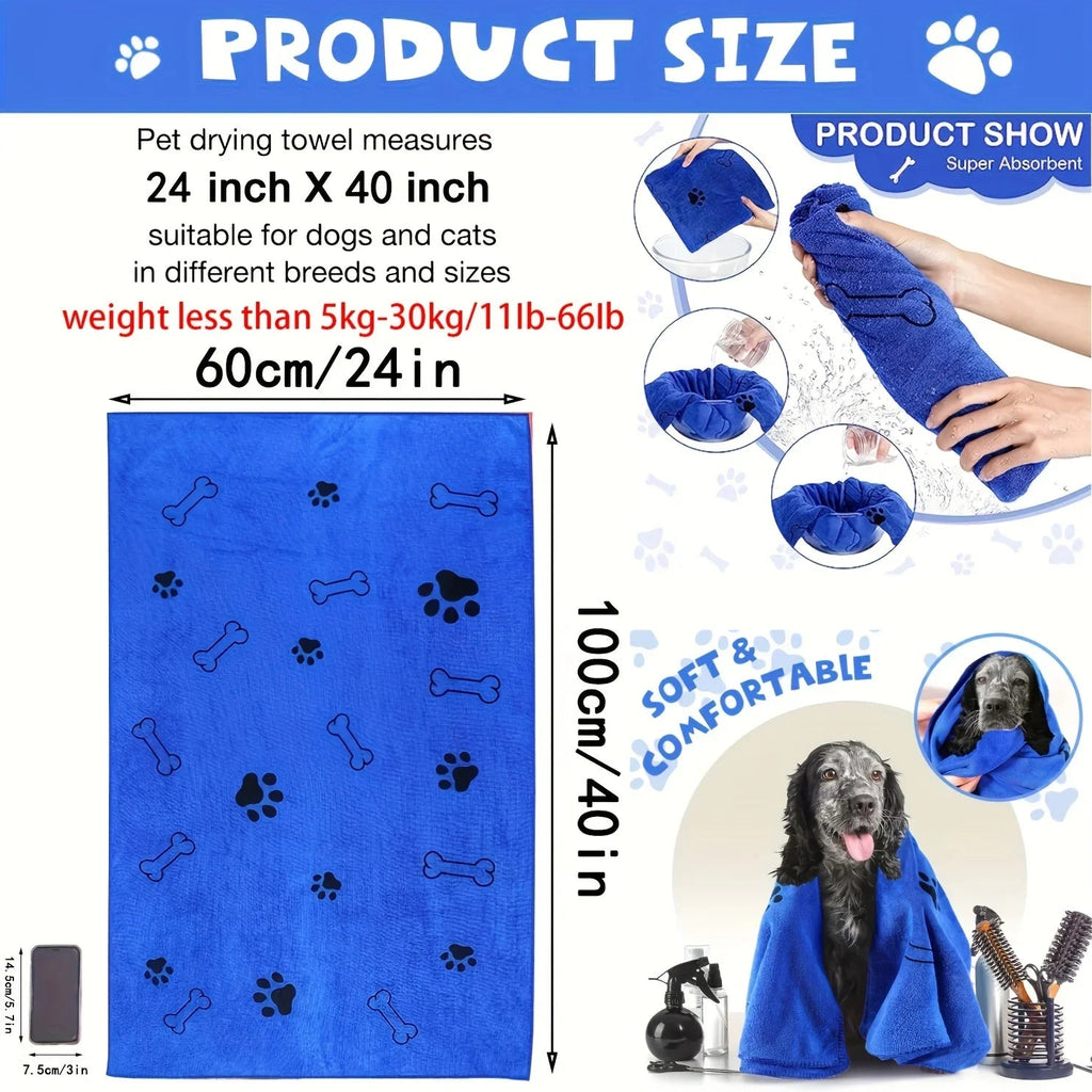 Ultra Absorbent Dog & Cat Drying Towel for Bathing and Grooming