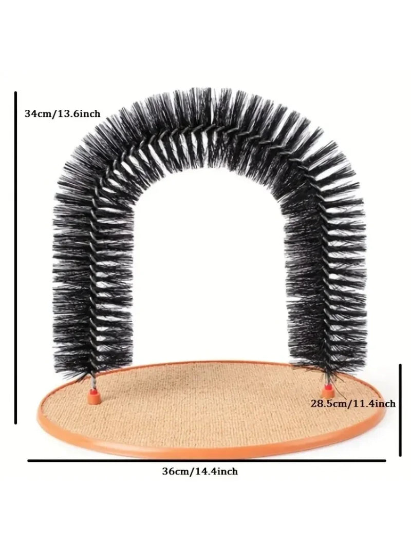 Self Grooming Cat Arch with Massage Brush and Scratching Pad