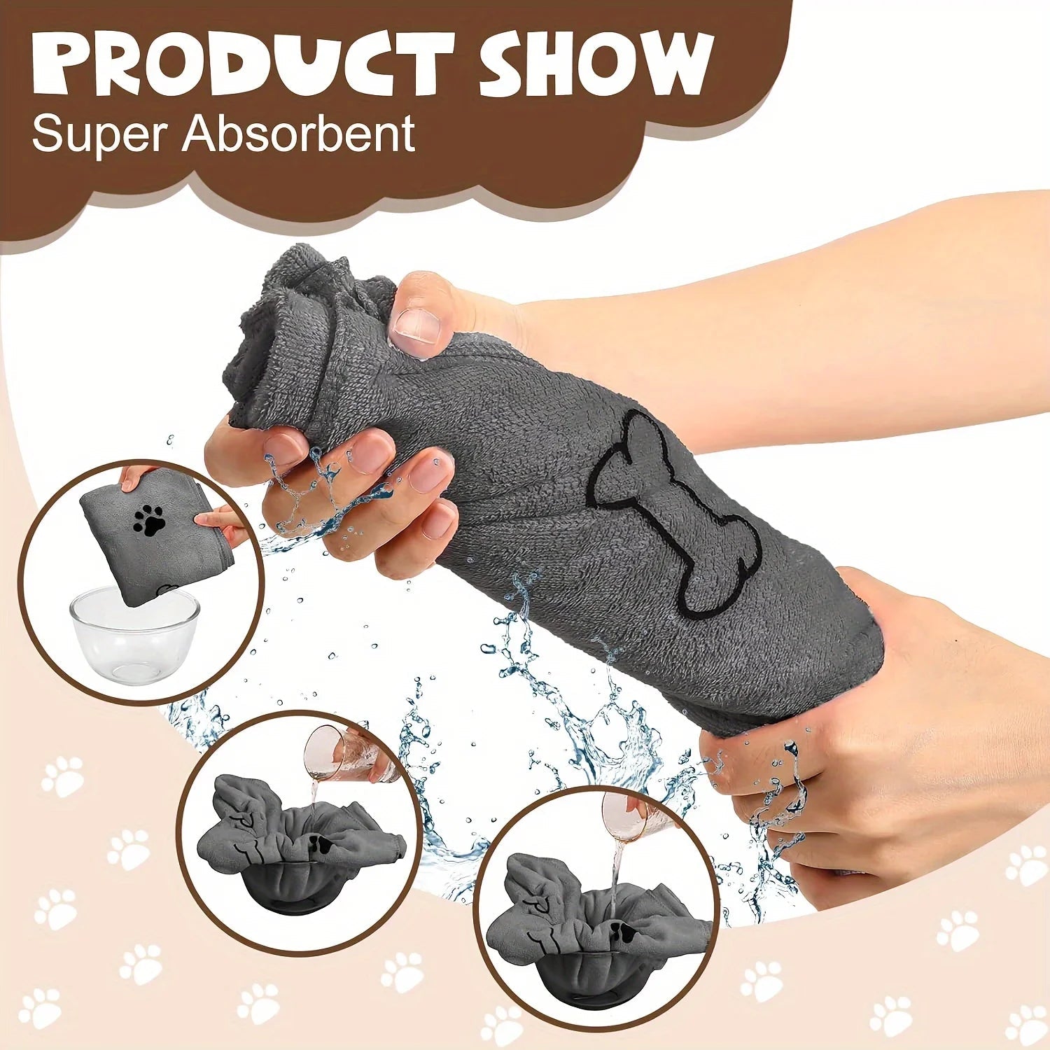Ultra Absorbent Dog & Cat Drying Towel for Bathing and Grooming