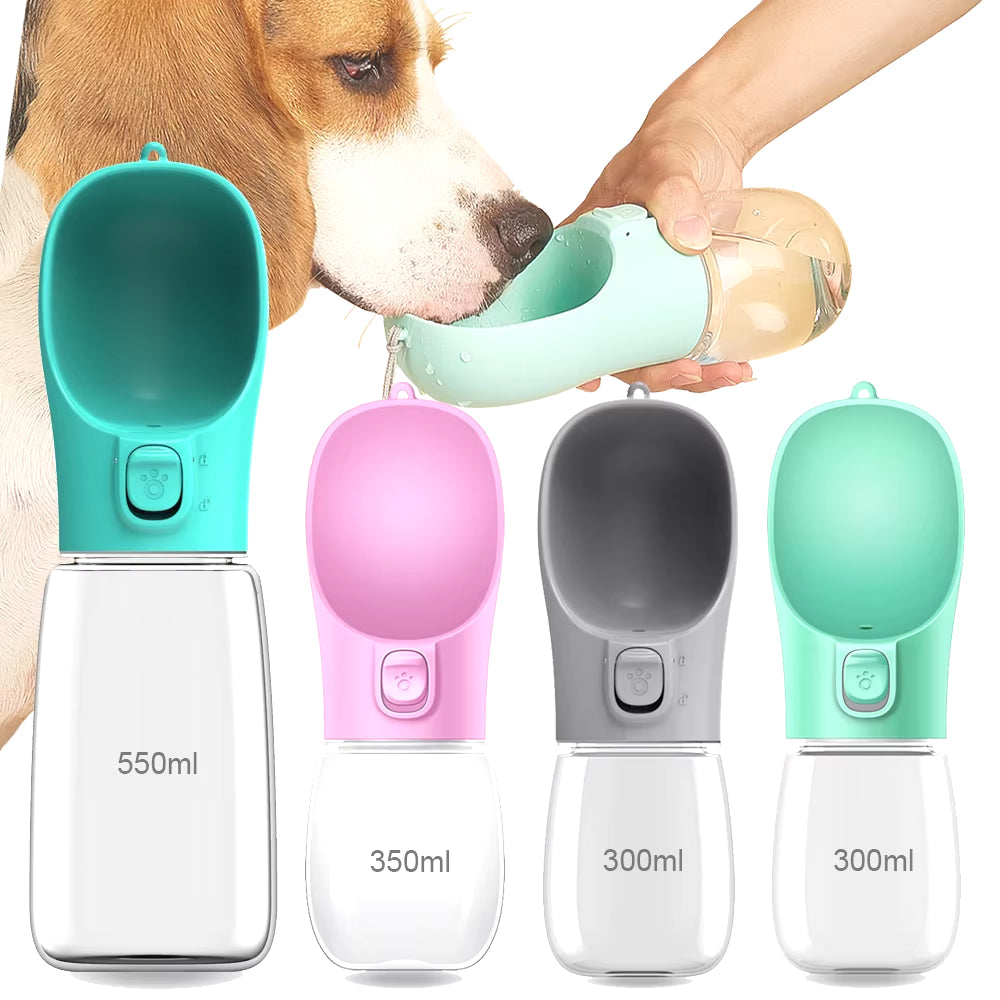 Dog Water Bottle with Built-In Drinking Bowl for Walking, Hiking & Travel