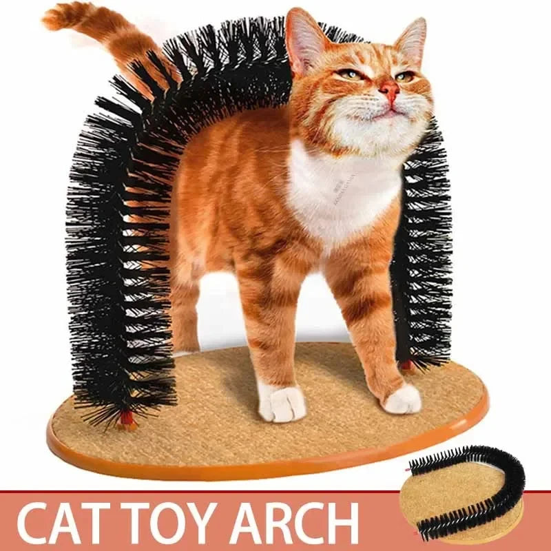 Self Grooming Cat Arch with Massage Brush and Scratching Pad