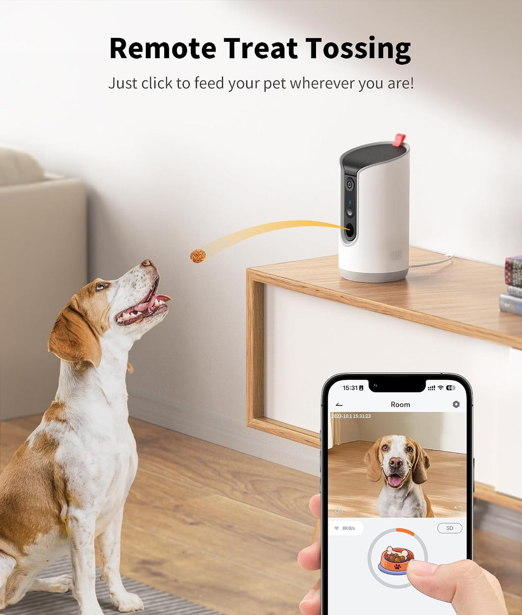 360° Smart Pet Camera with Treat Dispenser | 2K HD & 2-Way Audio