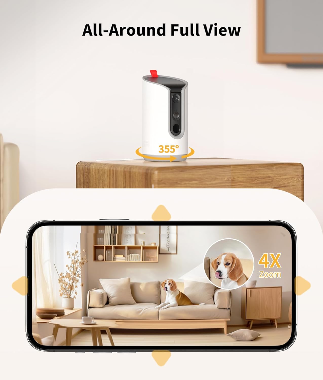 360° Smart Pet Camera with Treat Dispenser | 2K HD & 2-Way Audio