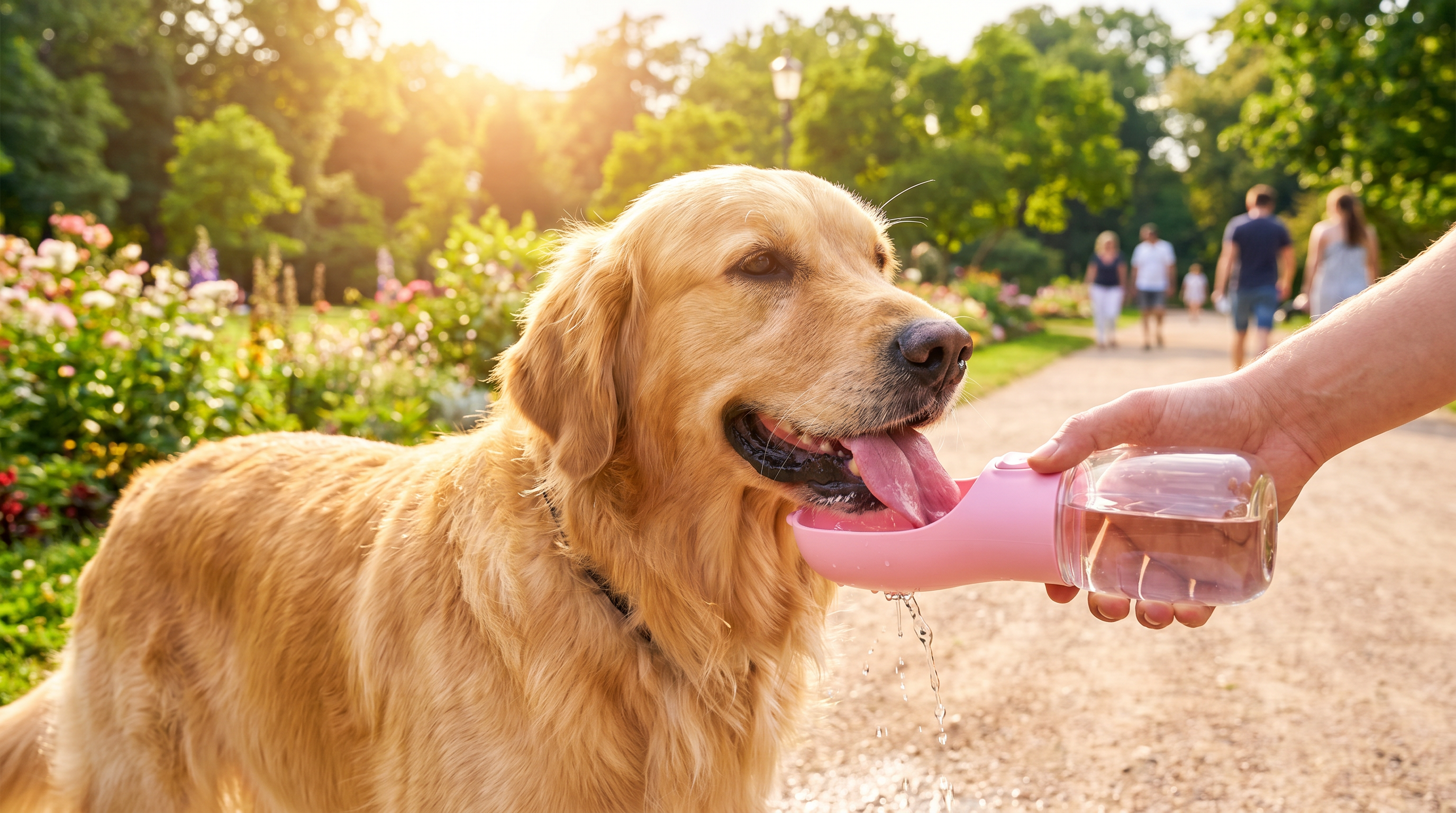 Dog Water Bottle with Built-In Drinking Bowl for Walking, Hiking & Travel