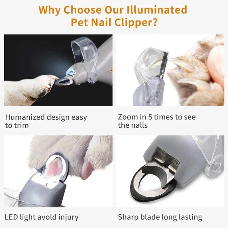 Quick-Safe LED Pet Nail Trimmer for Dogs & Cats