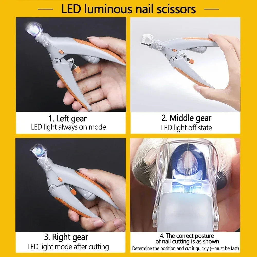 Quick-Safe LED Pet Nail Trimmer for Dogs & Cats