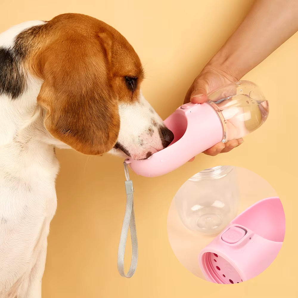 Dog Water Bottle with Built-In Drinking Bowl for Walking, Hiking & Travel