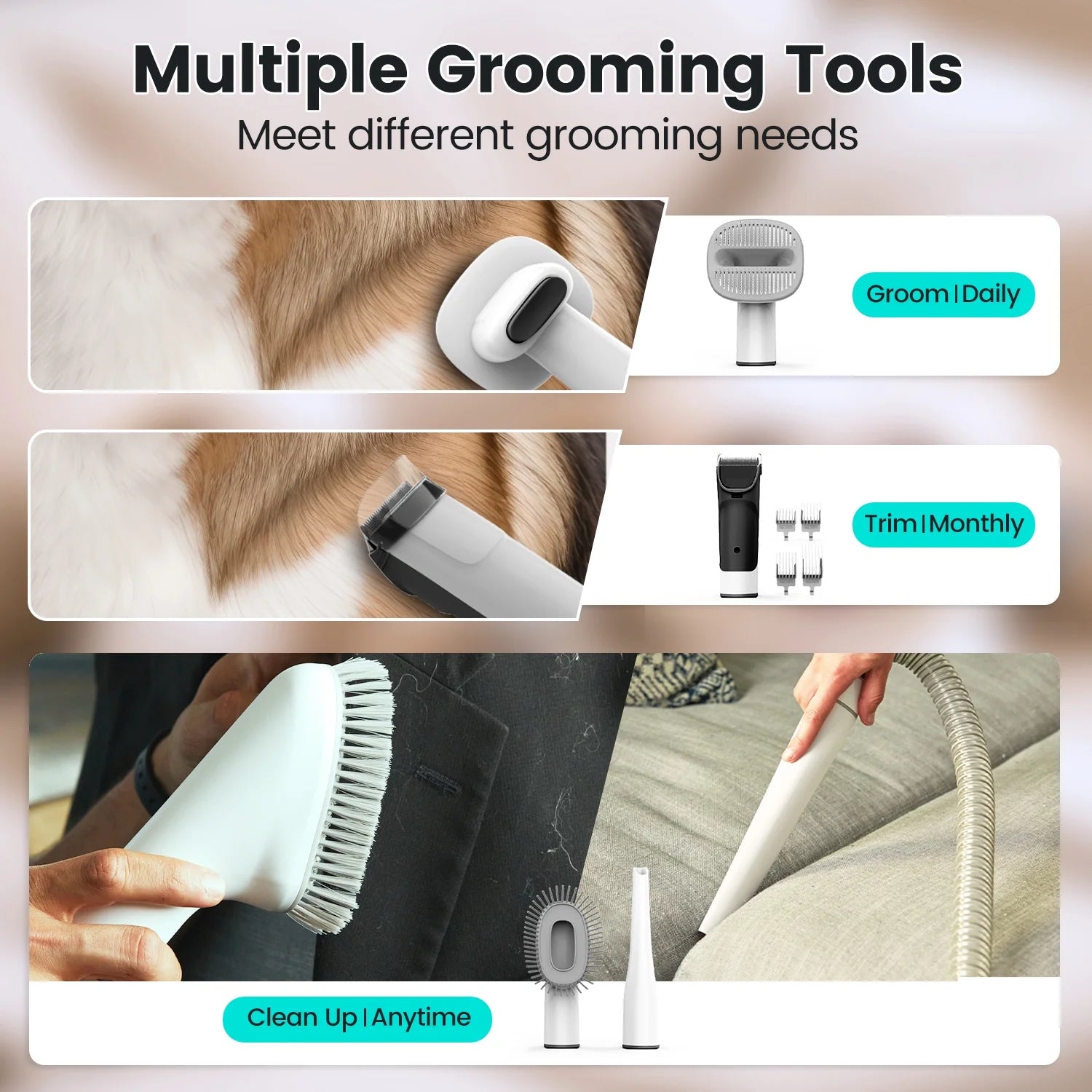 Professional Pet Grooming Vacuum – 7 Tools in 1