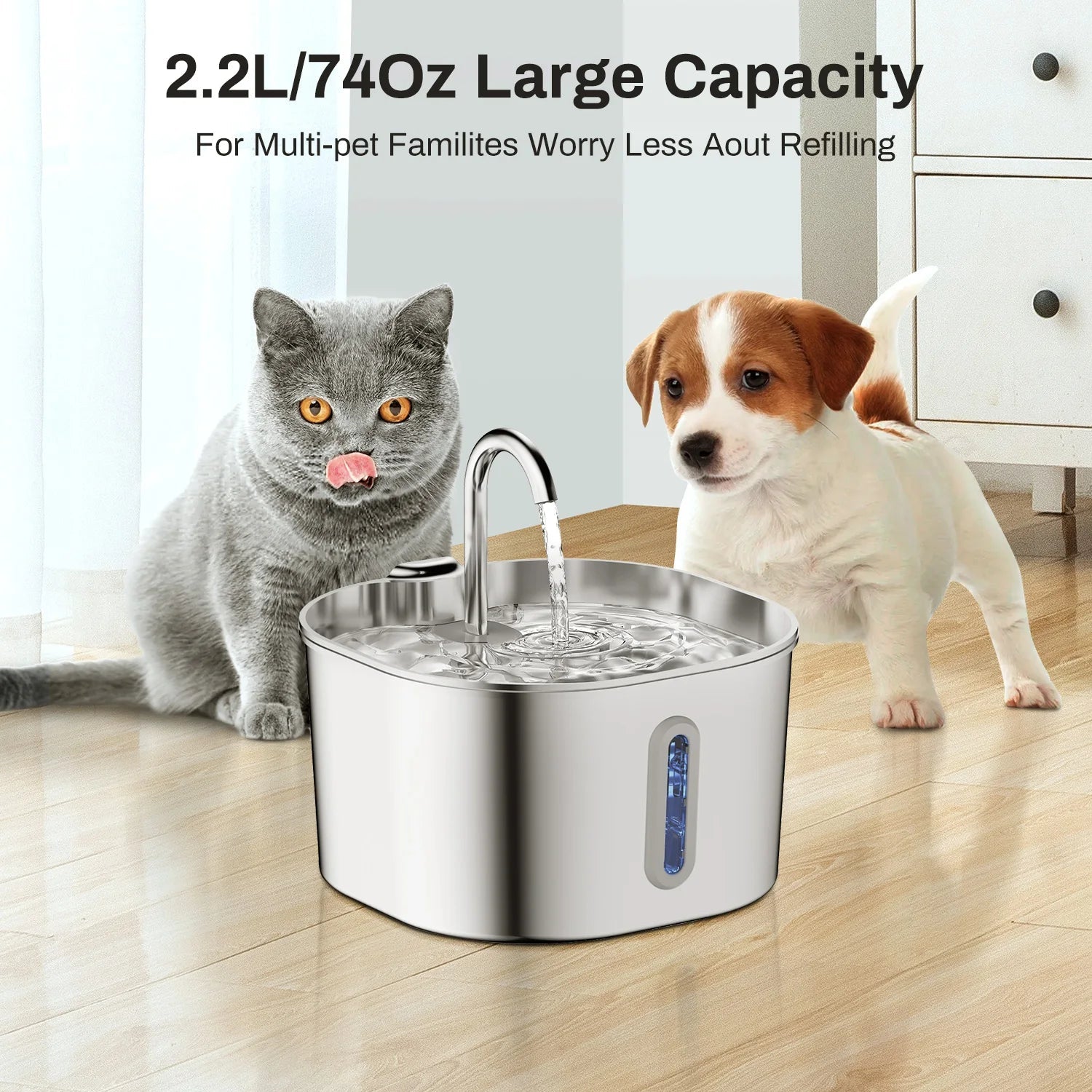 Stainless Steel Pet Water Fountain – Automatic Pet Water Dispenser