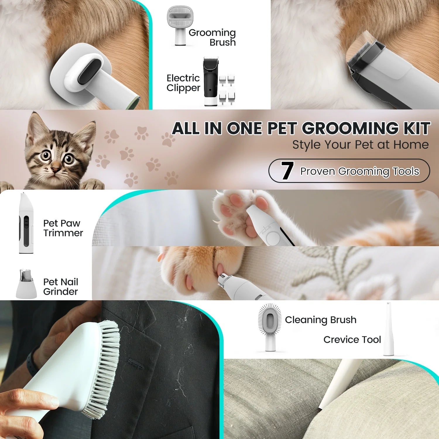 Professional Pet Grooming Vacuum – 7 Tools in 1