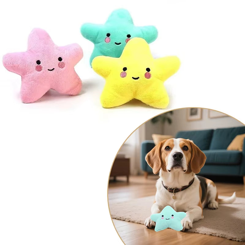 Squeaky Plush Star Dog Toy for Small Dogs and Puppies – Soft Interactive Toy