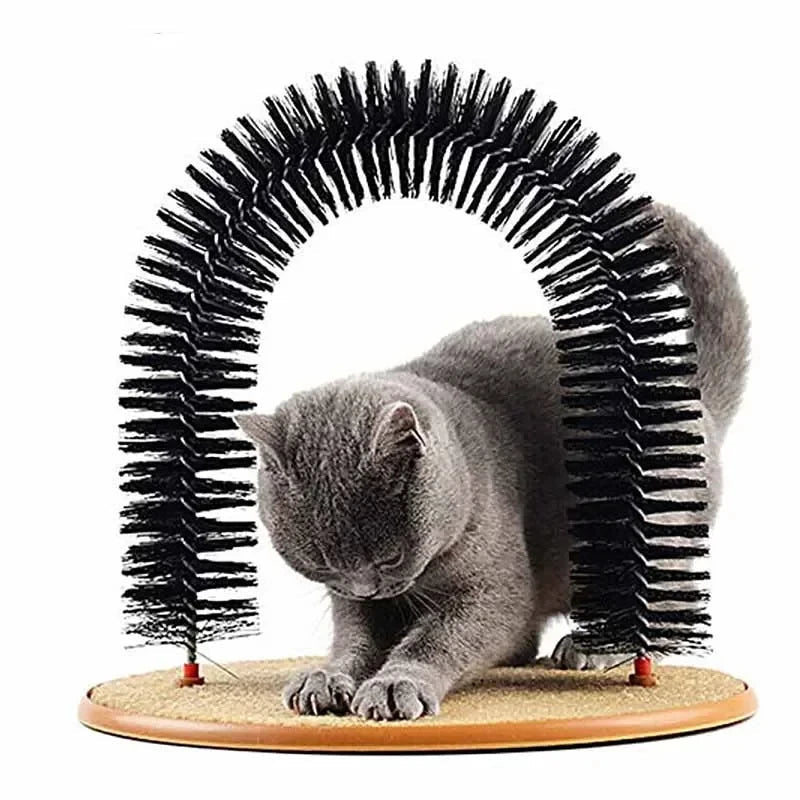 Self Grooming Cat Arch with Massage Brush and Scratching Pad