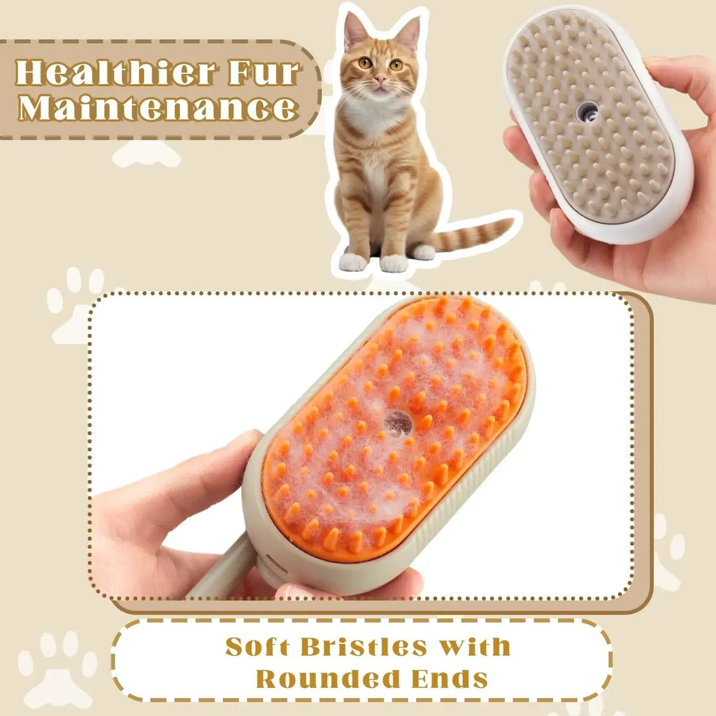 3-in-1 Steam Grooming Brush for Dogs and Cats – Deshedding & Massage Tool